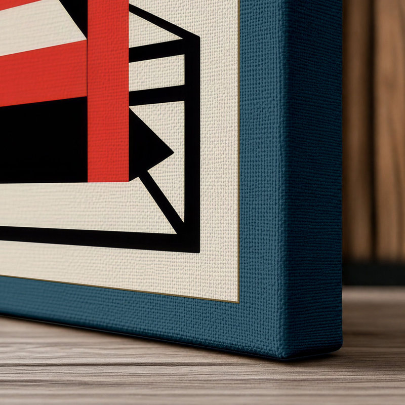 De Stijl Chair Geometric - Wrapped Canvas, 24x16 - 61.0 x 40.6 cm, Teal Border