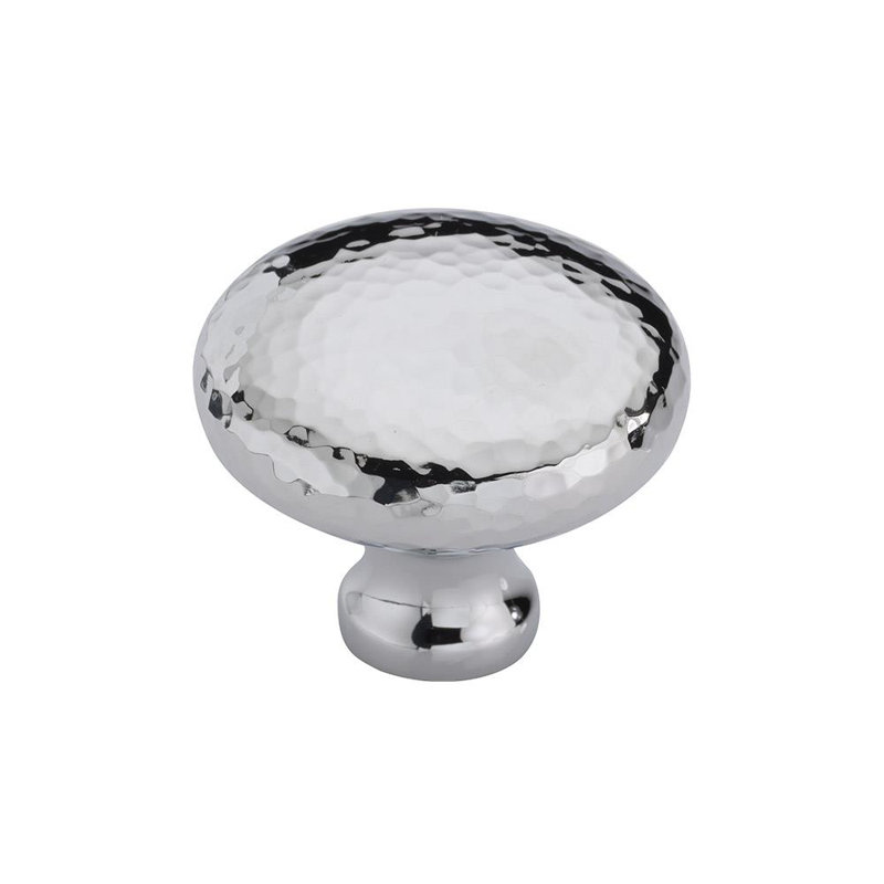 Hammered Round Cabinet Knob, Polished Nickel, 1.25