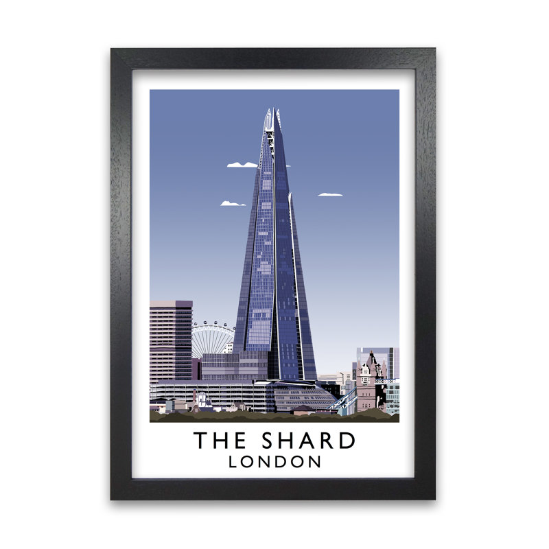 The Shard London by Richard O'Neill - Single Picture Frame Print, Black, 841 cm H x 594 cm W