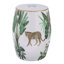 Tabouret de jardin en céramique à motif jungle