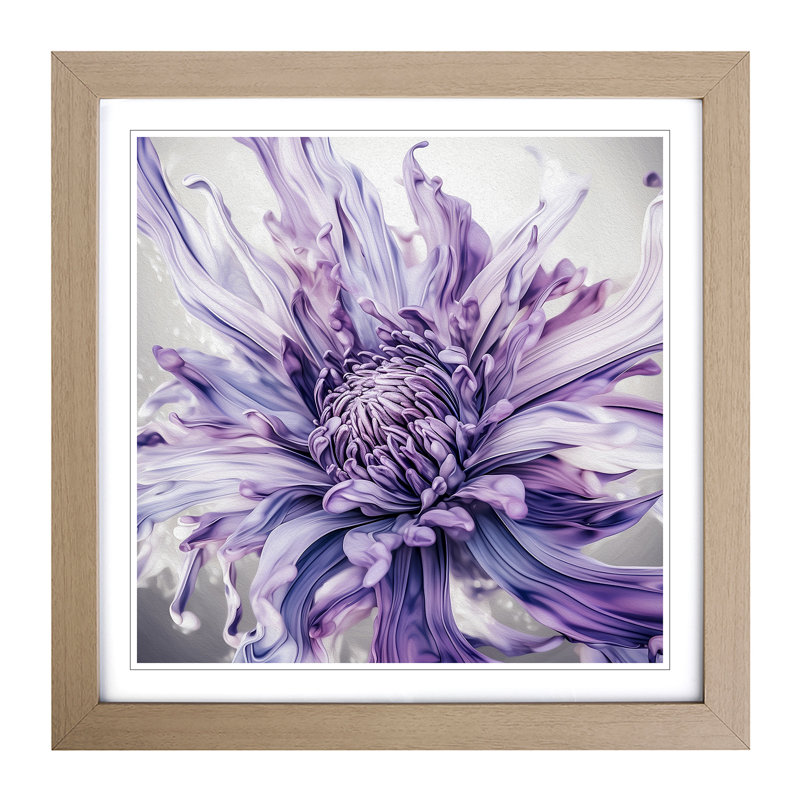 Lavender Flower Abstract Art No.2 - Single Picture Frame Print on Wood, Oak