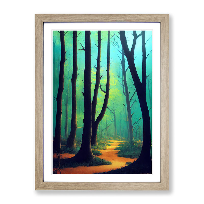 Beautiful Forest - Single Picture Frame Print, 64cm H x 46cm W x 2cm D, Oak Framed