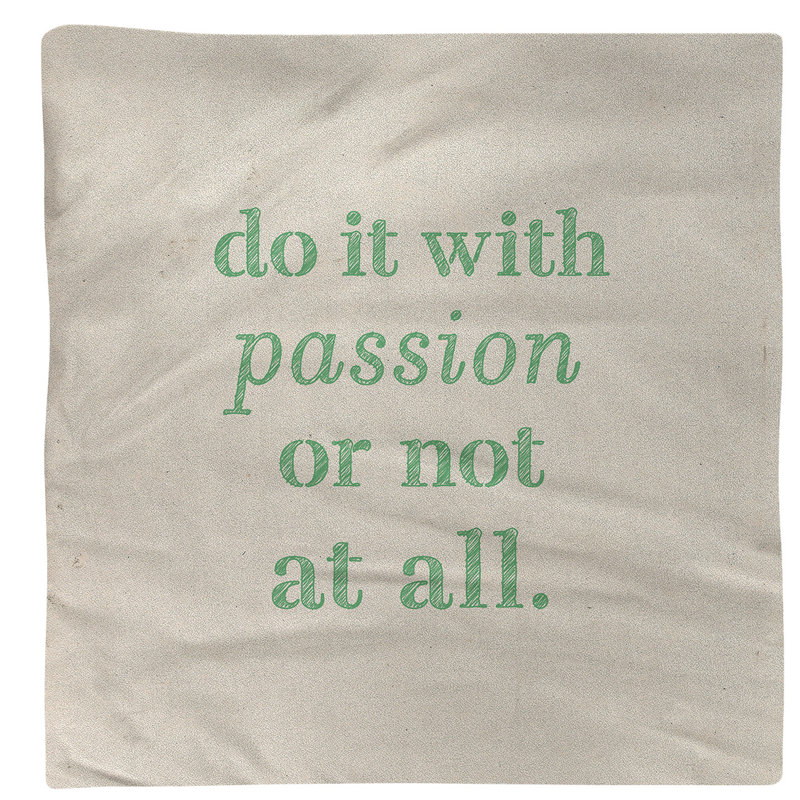 Serviette de citation inspirée de la passion, L 22 po x l 22 po, Blanc / Vert, Polyester