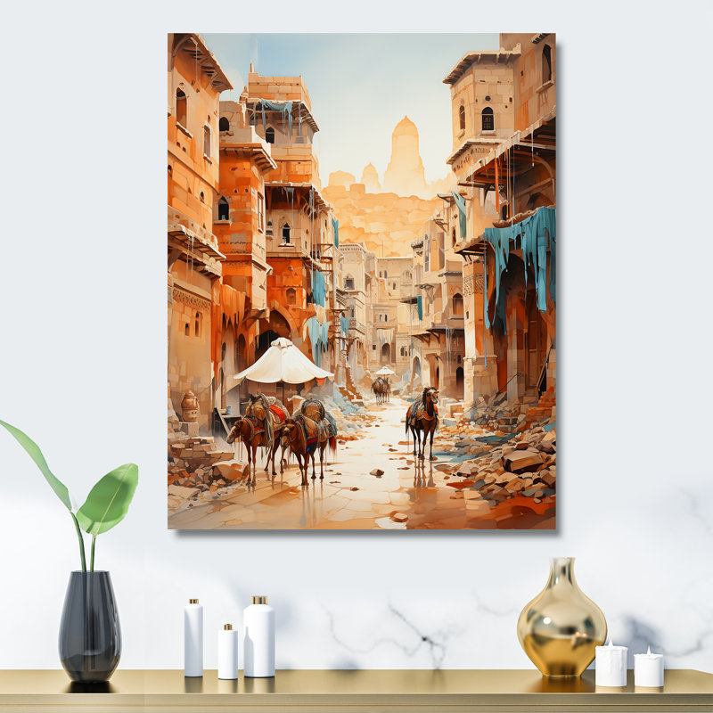Voyage en arabe sur la route de la soie I - Art arabe en métal, art mural, H 20 po x l 12 po x P 1 po