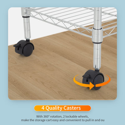 Lenzy 23'' W Metal Storage Rack with Wheels, Rolling Utility Shelving Unit for Kitchen, Pantry, Laundry Room and Garage Storage