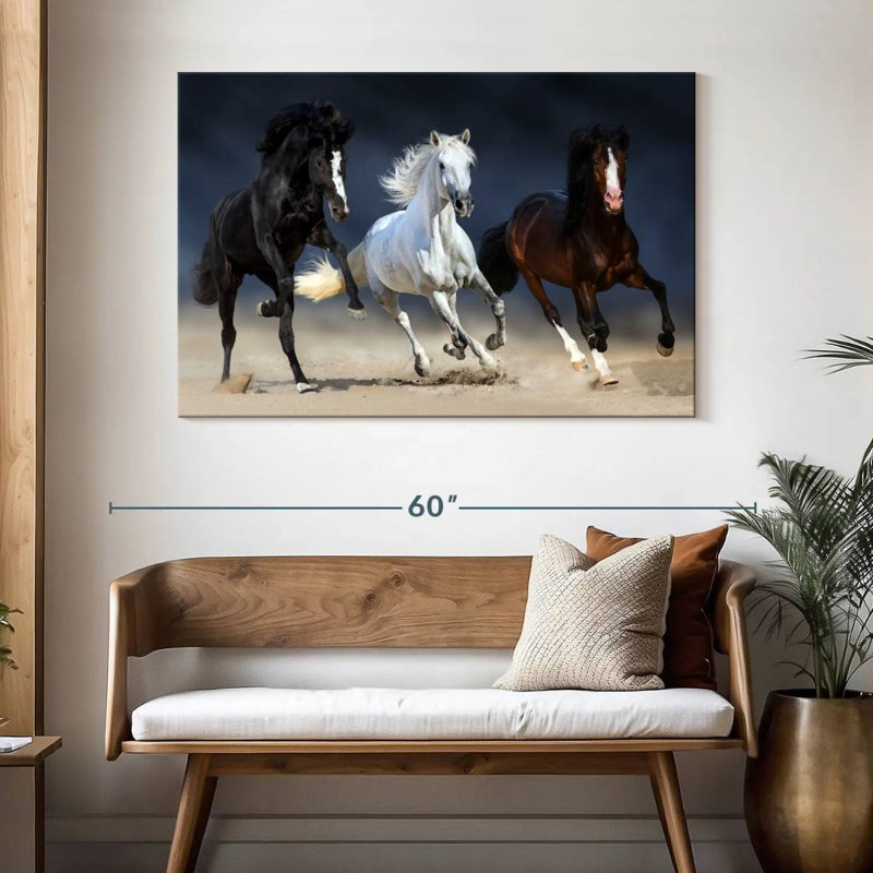 Trois chevaux ludiques Brampt, H 32 po x l 48 po