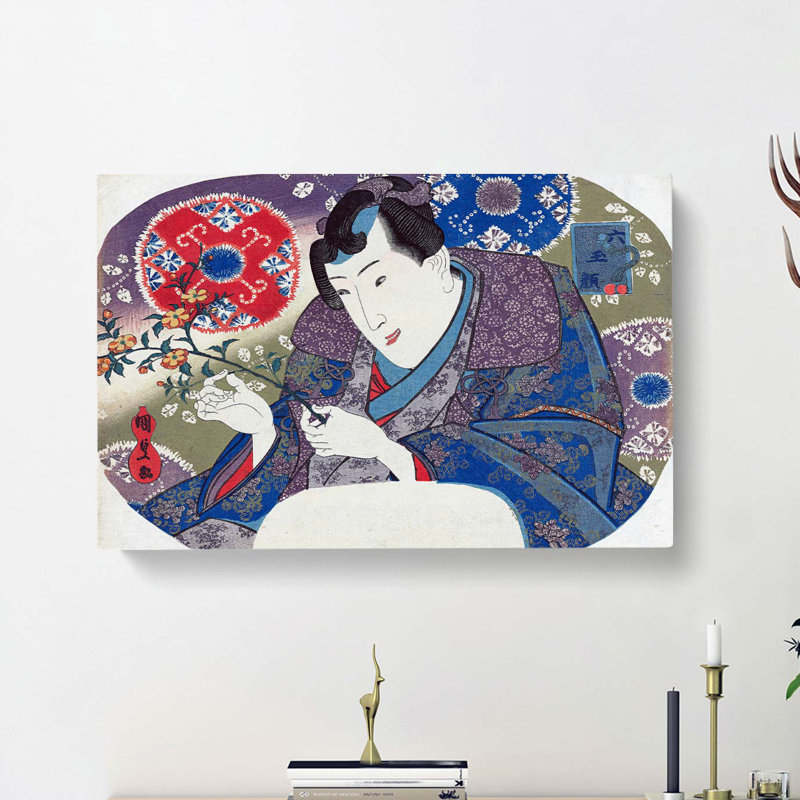 Plucking Roses by Utagawa Kunisada - Wrapped Canvas, 50cm H x 76cm W x 3cm D