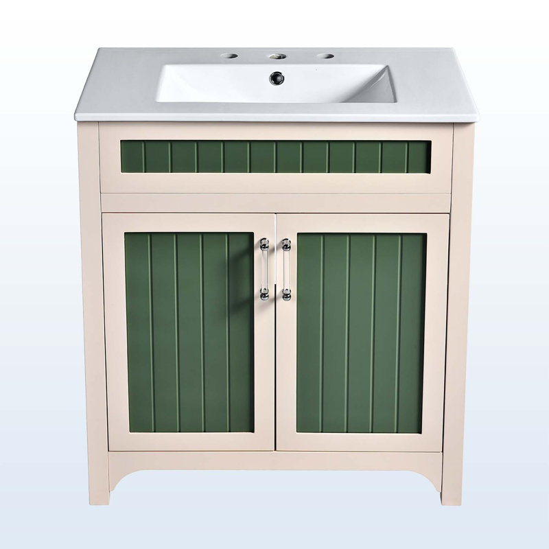Armoire de rangement pour salle de bain avec tablette réglable en hauteur, évier en céramique