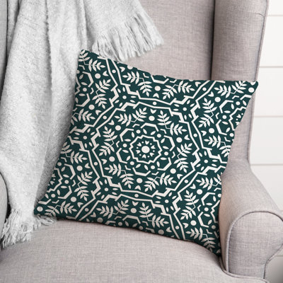 Housse et insert de coussin carré bleu sarcelle Folk Floral