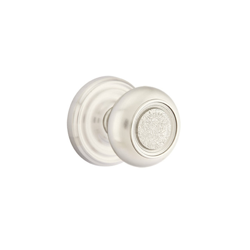 Double Dummy Belmont Knob with Regular Rose, Satin Nickel