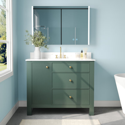 42" Fully Assembled Single Bathroom Vanity With Artificial Marble Top