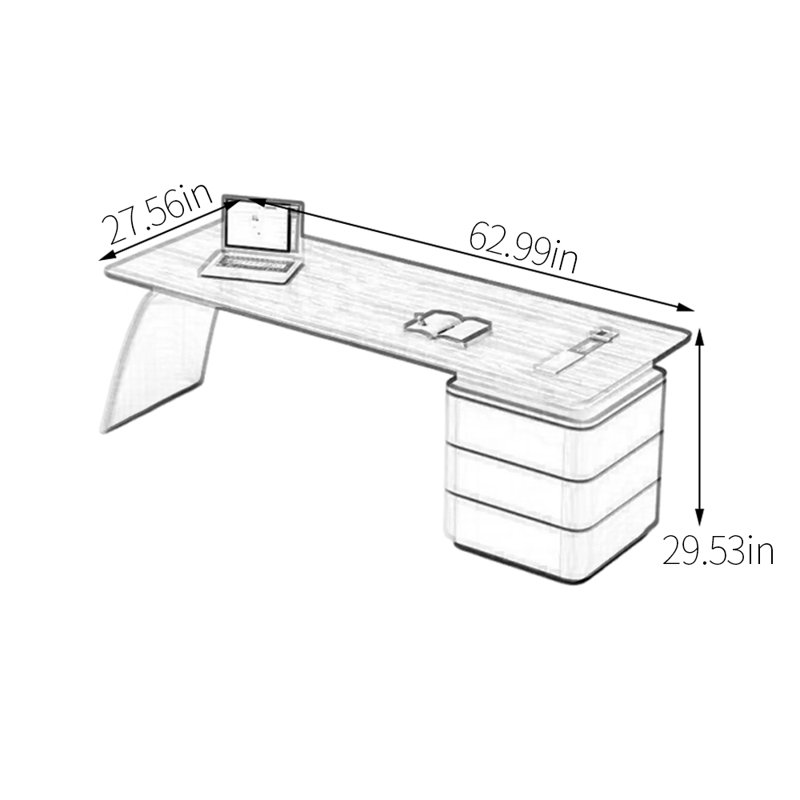 Bureau en bois massif massif, Noir, H 29,53 po x l 62,99 po x P 27,56 po