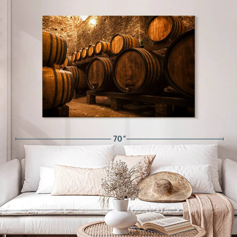 Lilie Cellar With Wine Barrels, 8" H x 12" W
