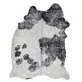 Designer Cowhide Abstract Area Rug in Silver