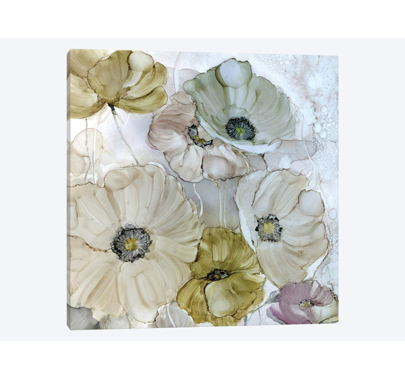 Coquelicots irisés, reproduction sur toile, H 26 po x l 26 po x P 1,5 po, Toile tendue, Pas de tapis