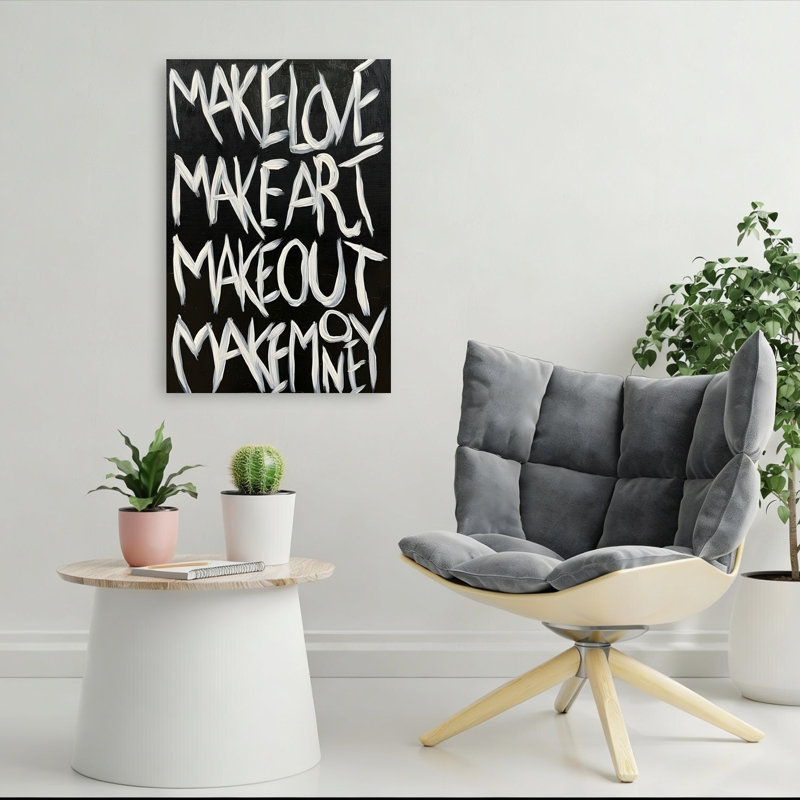 Make Love Art Money Bold Modern Abstract Wall Art Print 1 Piece Wrapped Canvas Wall Art, 91.44cm H x 60.96cm W