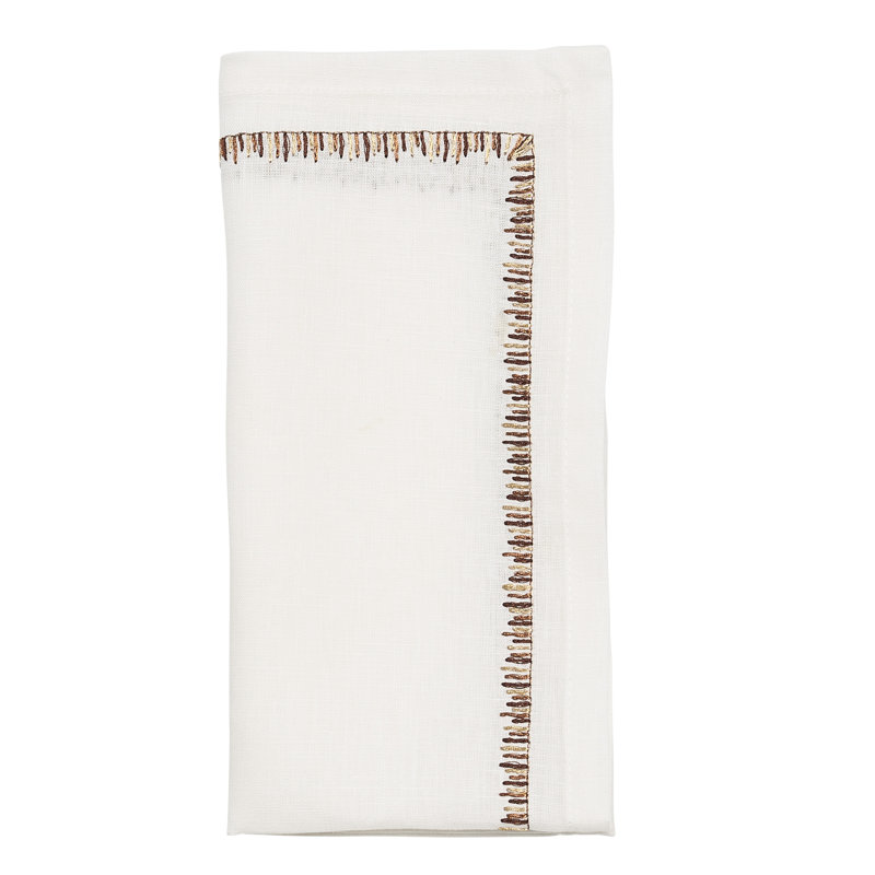 Filament 21" Linen Napkin, White/Brown