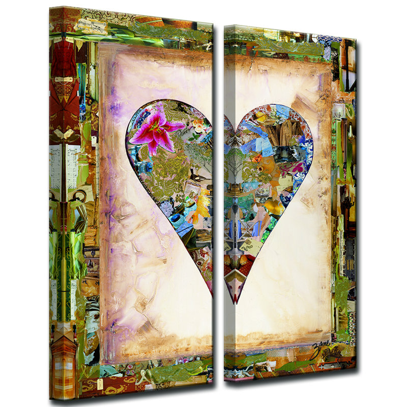 «Nature Heart» par Salvatore Prinquente, ensemble de 2 reproductions d'art graphique sur toile tendue