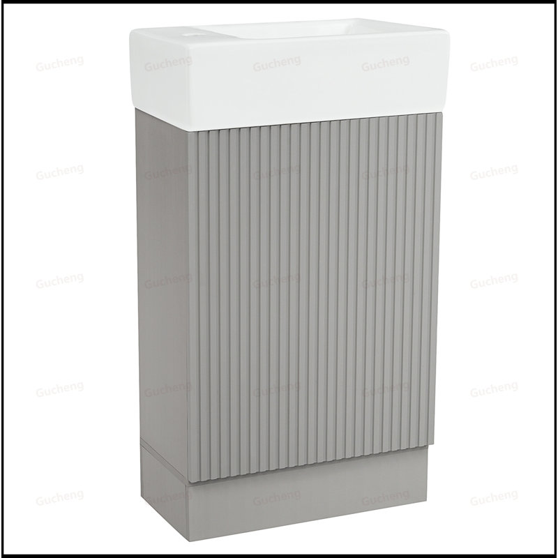 Petit meuble-lavabo 18,6 po avec tablette à deux niveaux pour lavabo, Gris