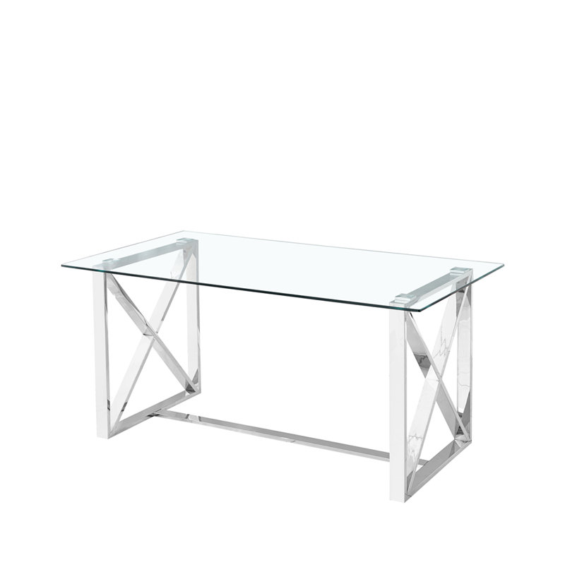 Bridgeport Glass Top Metal Base Dining Table