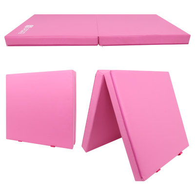 Foldable Exercise Mat For Kids, 6'x3'x4" Folding Gymnastics Mat, Home Gym Tumbling Mat With Carrying Handles, 2 Panel, Waterproof