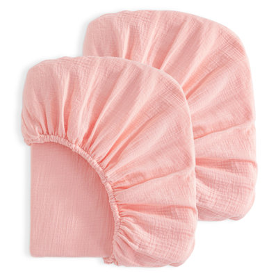 Ensemble de 2 draps-housse pour lit de bébé en mousseline de coton, housse de matelas pour tout-petit ultra doux et respirant