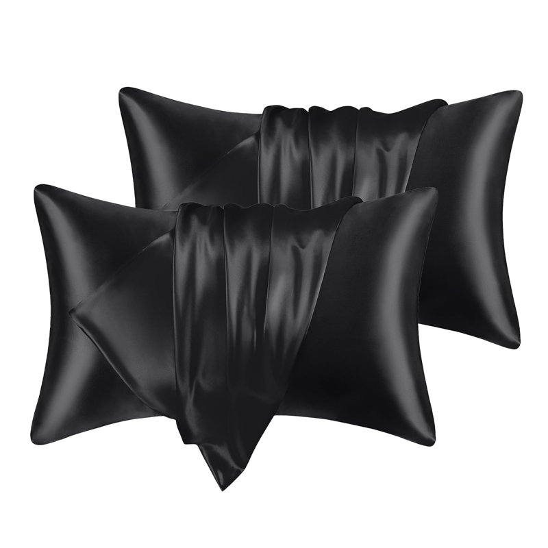 Paquet de 2 taies d'oreiller en satin pour les cheveux et la peau XAKING, taie d'oreiller douce et soyeuse avec fermeture à enveloppe, essentiels de literie de luxe, grand / très grand lit | Utilisation à l'année