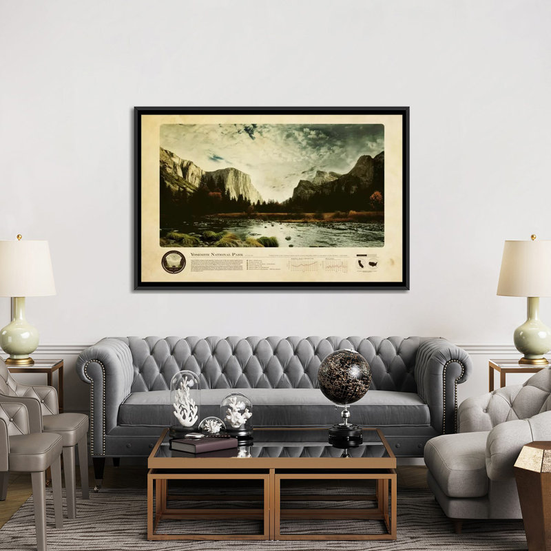 « yosemite national park », reproduction d’impression sur toile, H 18 po x l 26 po x P 1,5 po, Toile avec cadre noir