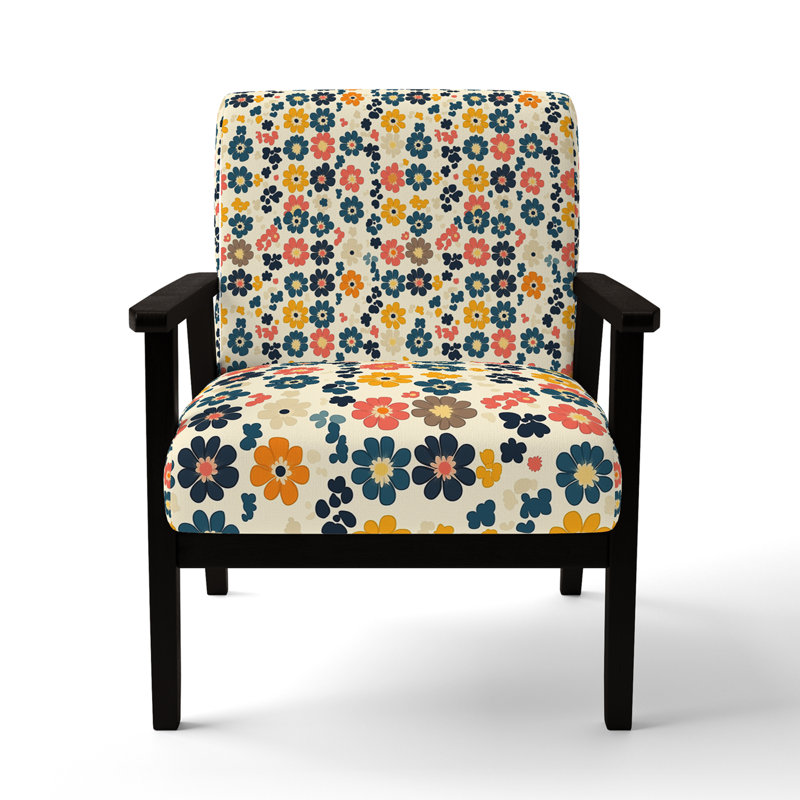 Chaise rembourrée Patchwork, Accoudoirs carrés noirs
