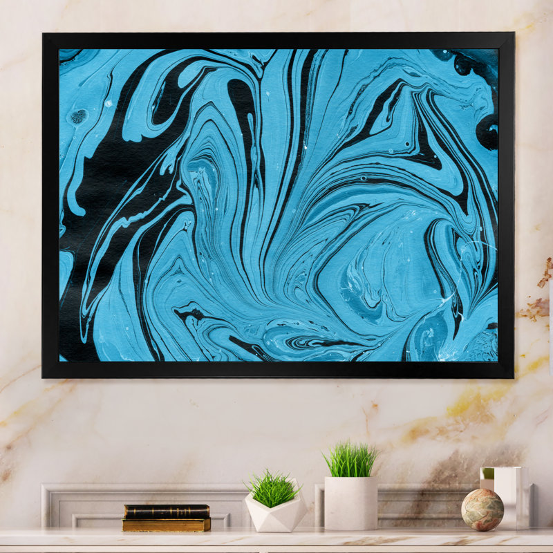 «Blue Marble Splash II», reproduction sur toile, Cadre d'angle fermé noir, H 8 po x l 12 po x P 1 po