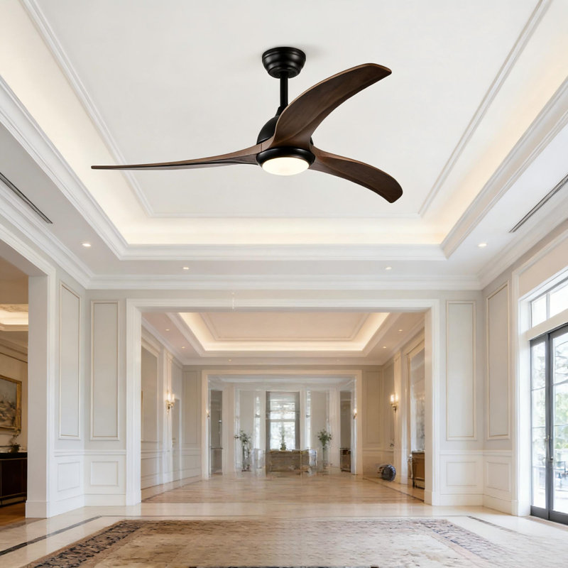 Ventilateur de plafond 52 po noir mat avec lumière , Matte Black, Black