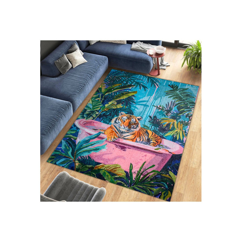 Tapis décoratif à motif tigré rose pour salle de bain Northern Collection, Tapis de couloir 2 pi 6 po x 6 pi 7 po inclus