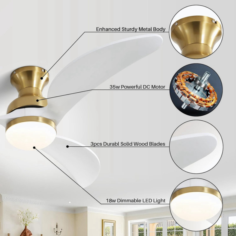Laveah 52'' Ceiling Fan with LED Lights