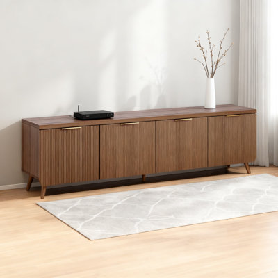 Modern TV Stand With Fluted Doors And , Entertainment Center, Media Console With Concealed Storage And Metal Handles by Corrigan Studio