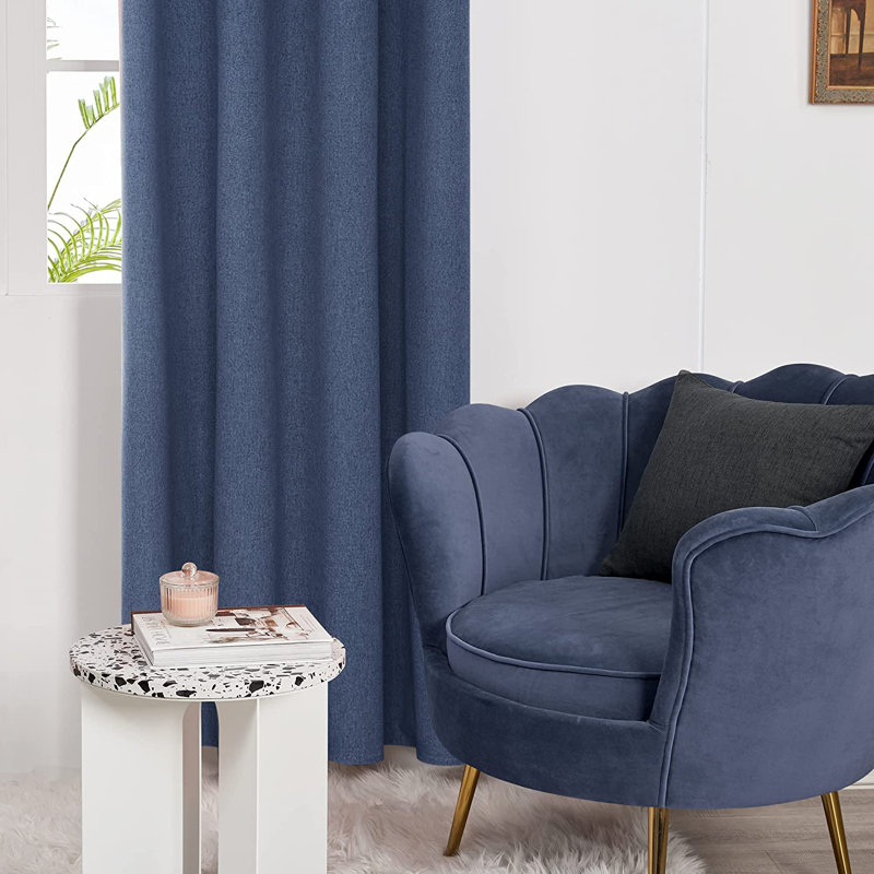 Alhamdi Blackout Curtain Pair, Dark Blue, 117cm Width x 183cm Drop