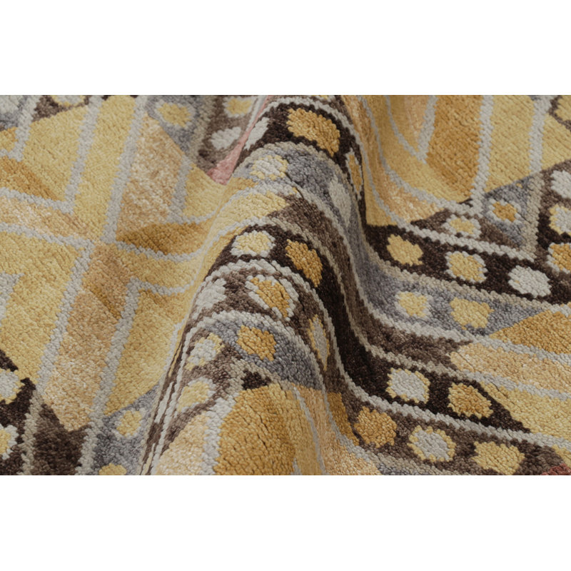 Scandinavian Hand Knotted Geometric Area Rug, Rectangle 5' x 7'