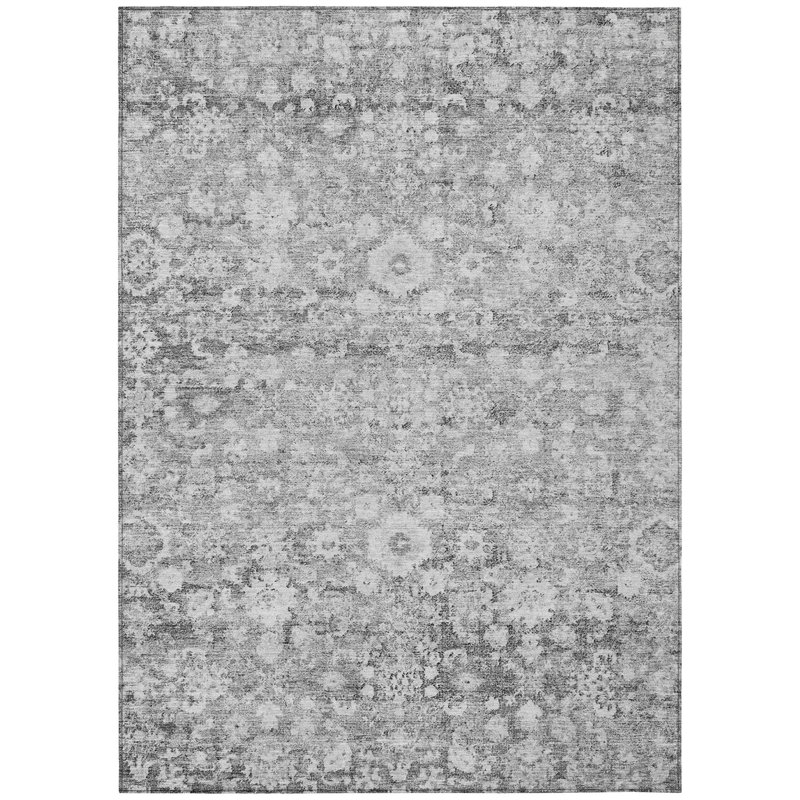 Tapis extérieur lavable d'intérieur gris argenté et étain 3 pi x 5 pi