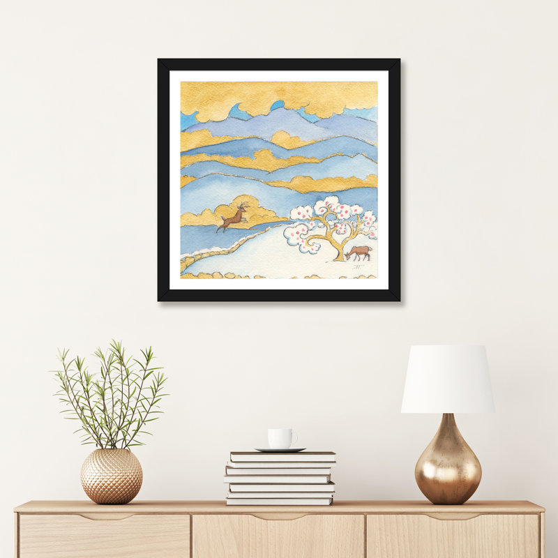 «Riverside VI» par Miranda Thomas - impression d'art graphique, Papier encadré noir, Blanc, H 24 po x l 24 po x p 1 po