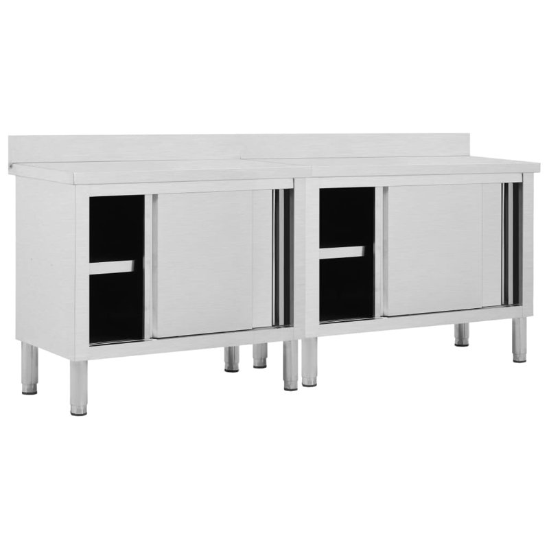 Table de travail en acier inoxydable avec base l 19,7 po Boalsburg, H 37,4 po x l 78,74 po x P 19,7 po