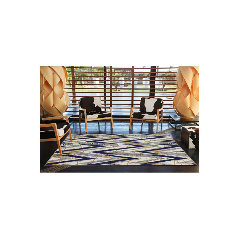 Tapis lavable à rayures croisées et à motif de losanges, Carré 3 pi 3 po