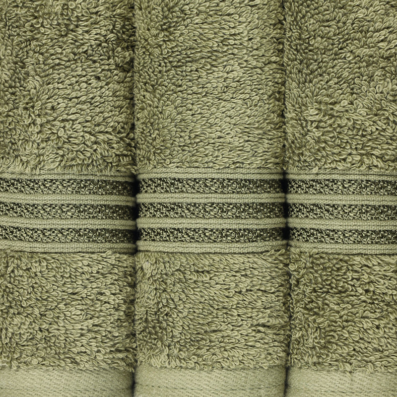 Forest Green Egyptian Cotton Bath Towel Set with Rope Border