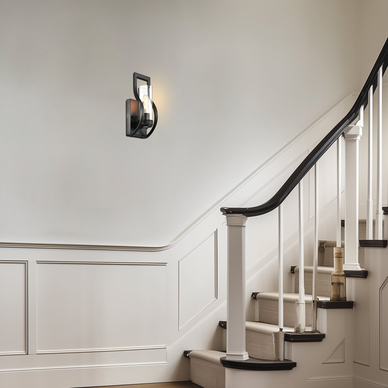 Aliiyah 1 - Light Wall Sconce with Clear Glass Shade and Curved Frame