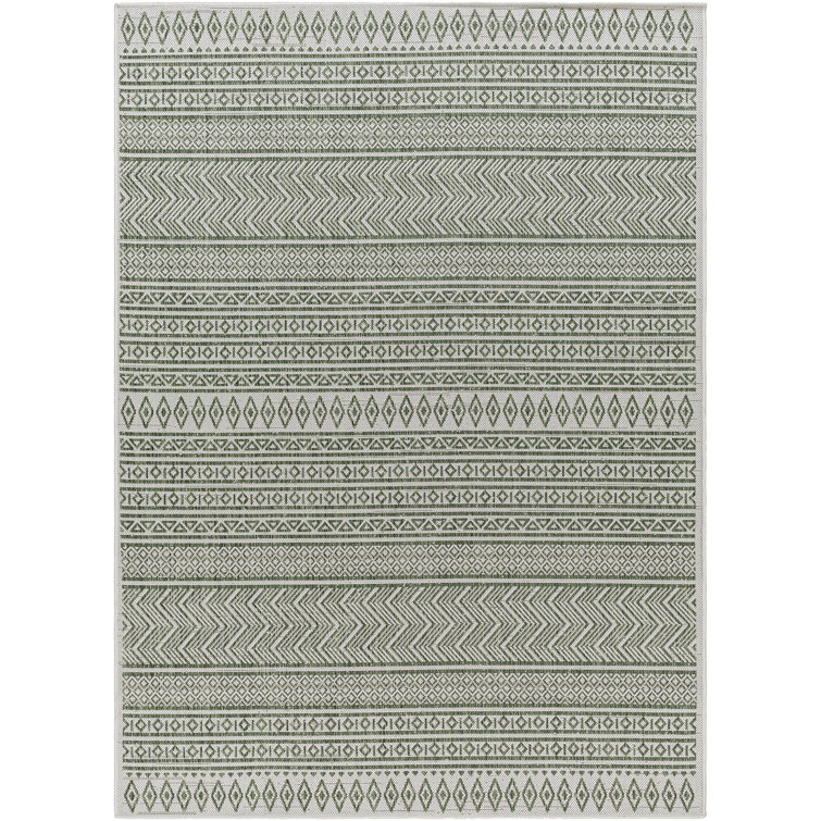 Marcus Indoor & Outdoor Boho Olive Green Beige Rug
