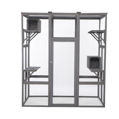 Gray Extra Large Pet Cage - Provide A Spacious And Secure Living Area For Your Pets Cat Run Cage, 63.67" X 31.94" 68.57", Sunshine Roof, Activity Area