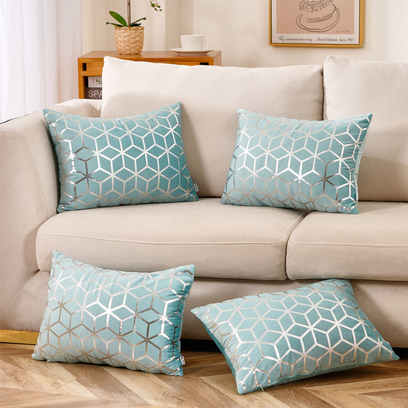 Velours  lombaire rectangulaire, Bleu, Housse de coussin seulement - sans coussin