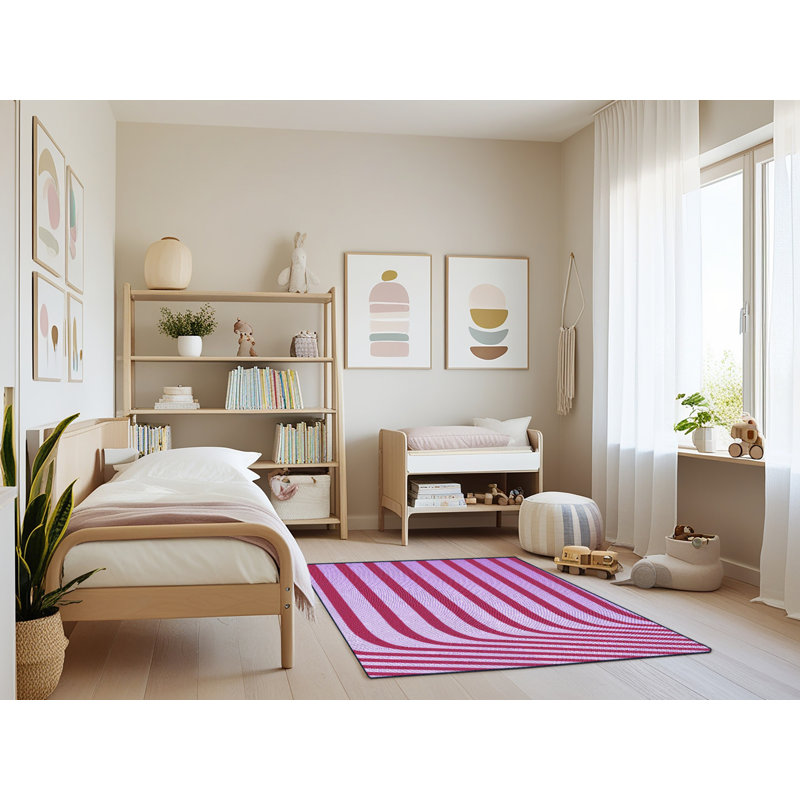 Tapis mauve rayé Uwais, Rectangle 3 pi x 5 pi