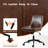 Faux Leather Armless Swivel Task Chair with Tilting Rock and Adjustable Seat Height, Dark Brown-27295843