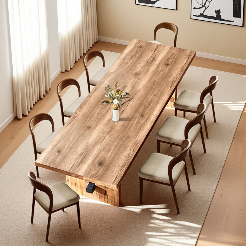 Ensemble de table de salle à manger en bois massif de style industriel Bushey, H 29,53 po x L 78,74 po x l 31,5 po