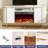 Fluted Fireplace TV Stand, White – Modern Electric Fireplace Entertainment Center With Storage For Living Room, 70" TV Console-1109649714