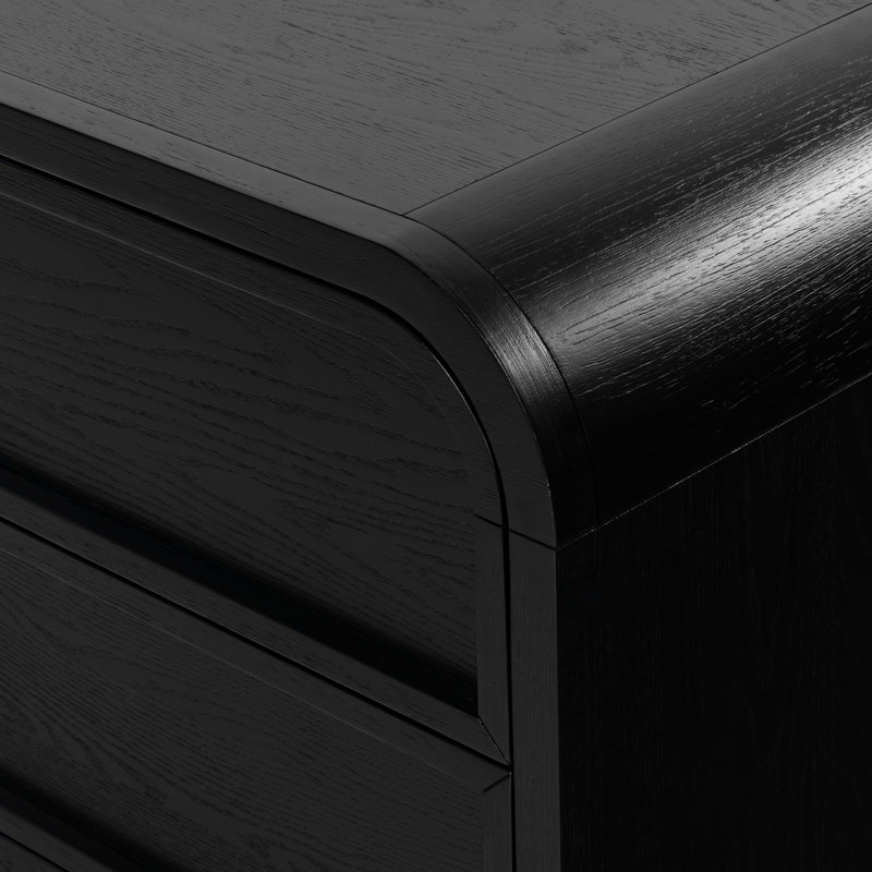 Dinah 2 Drawer Wood Nightstand, Black